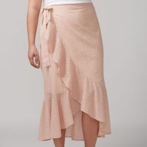 Lane Bryant pink ruffle eyelet wrap skirt